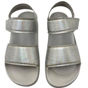 Adidas Kids Sandals Size 5 Silver Glitter Adjustable Straps
